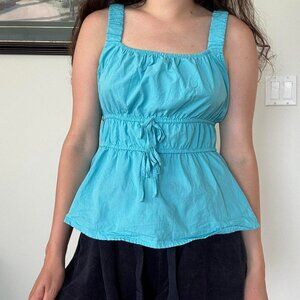 100% Cotton Light Blue Cinched Tank Top Small / Medium